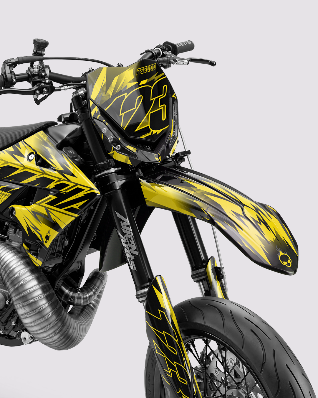 PULSAR - Kit Déco Supermotard Semi-Personnalisable - Jaune