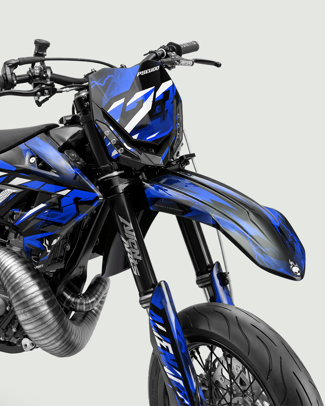 KINETIC - Kit Déco Supermotard Semi-Personnalisable - Bleu