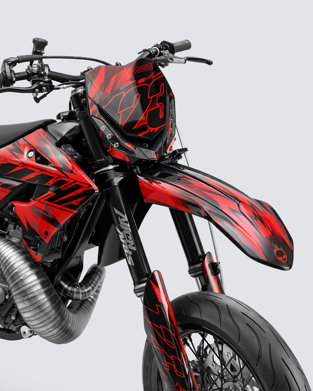 PULSAR - Kit Déco Supermotard Semi-Personnalisable - Rouge