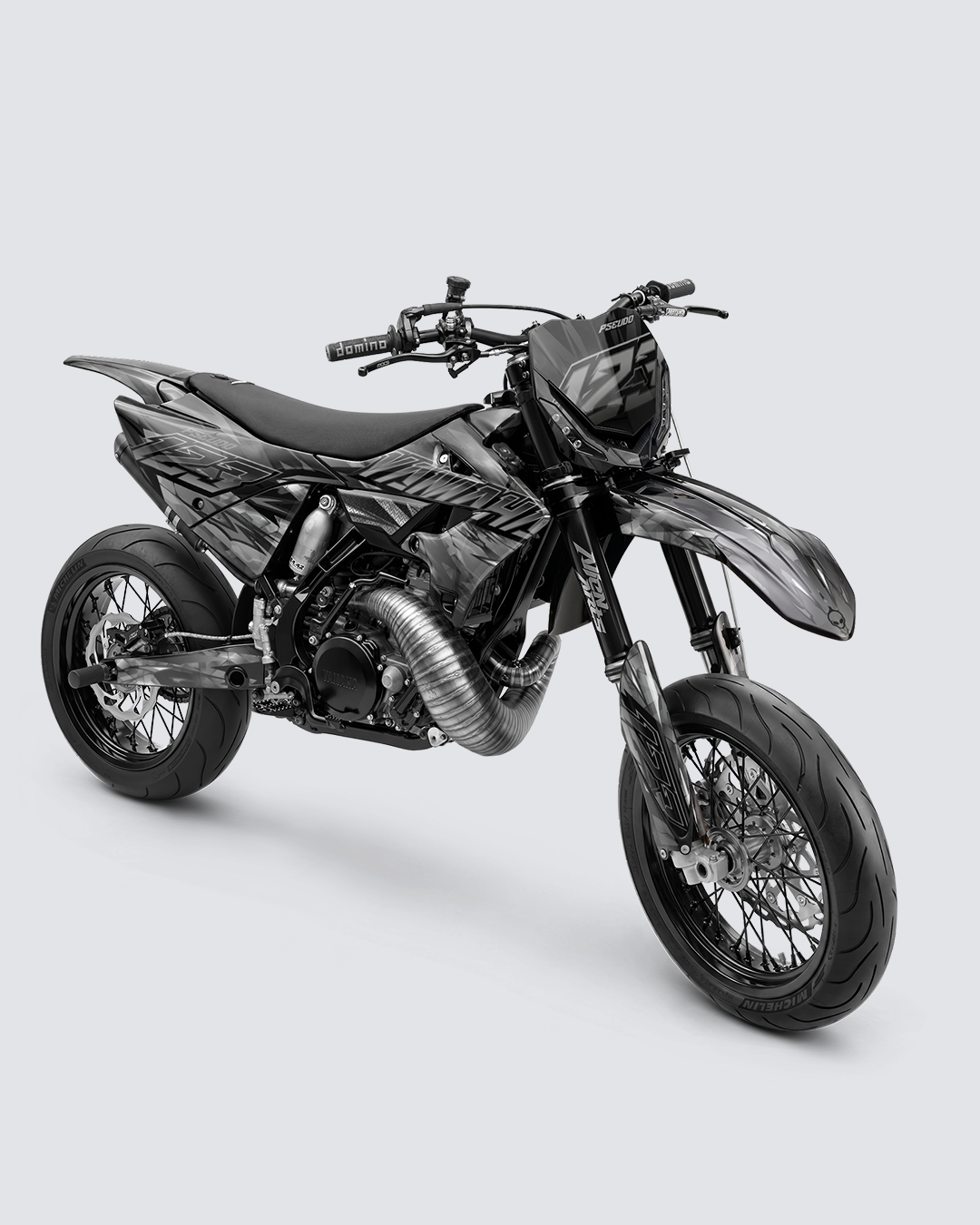 NITROGEN – Teilweise individualisierbares Supermotard-Dekor-Set – Schwarz