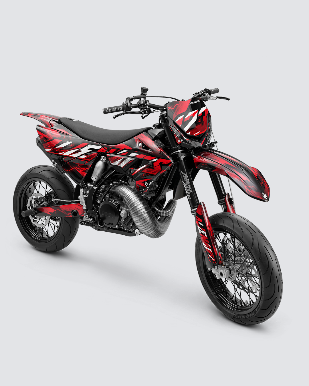 KINETIC – Teilweise individualisierbares Supermotard-Dekor-Set – Rot