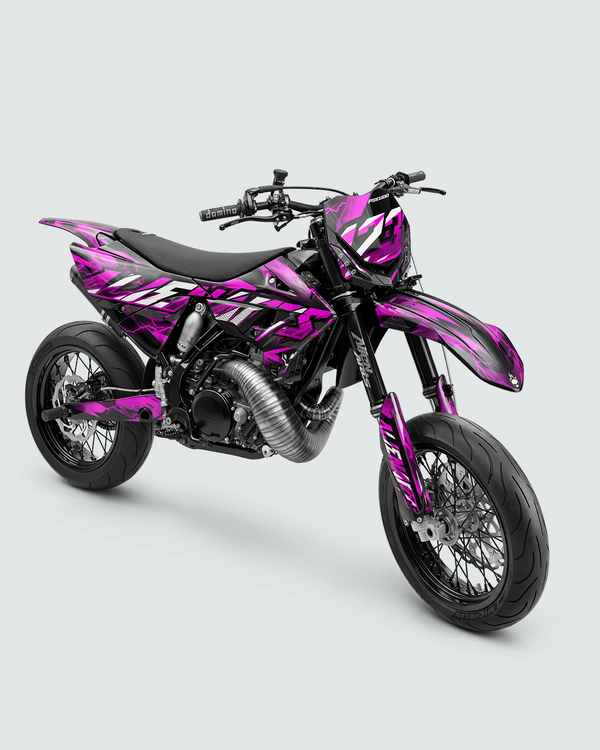 KINETIC – Teilweise anpassbares Supermotard-Dekoset – Rosa