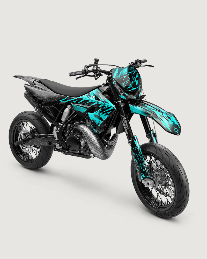PULSAR - Kit Déco Supermotard Semi-Personnalisable - Turquoise