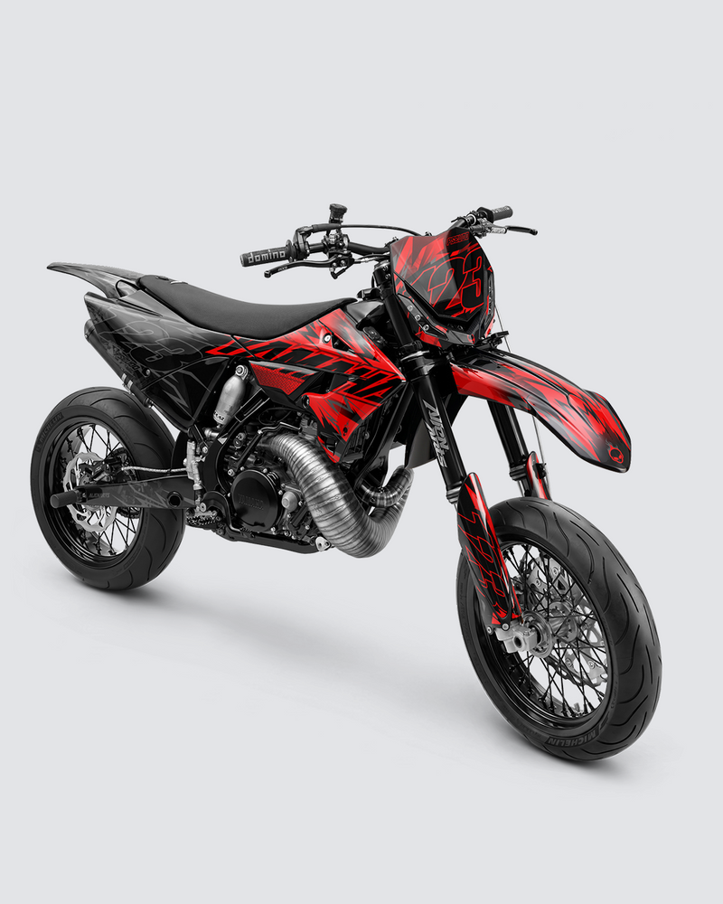 PULSAR - Kit Déco Supermotard Semi-Personnalisable - Rouge
