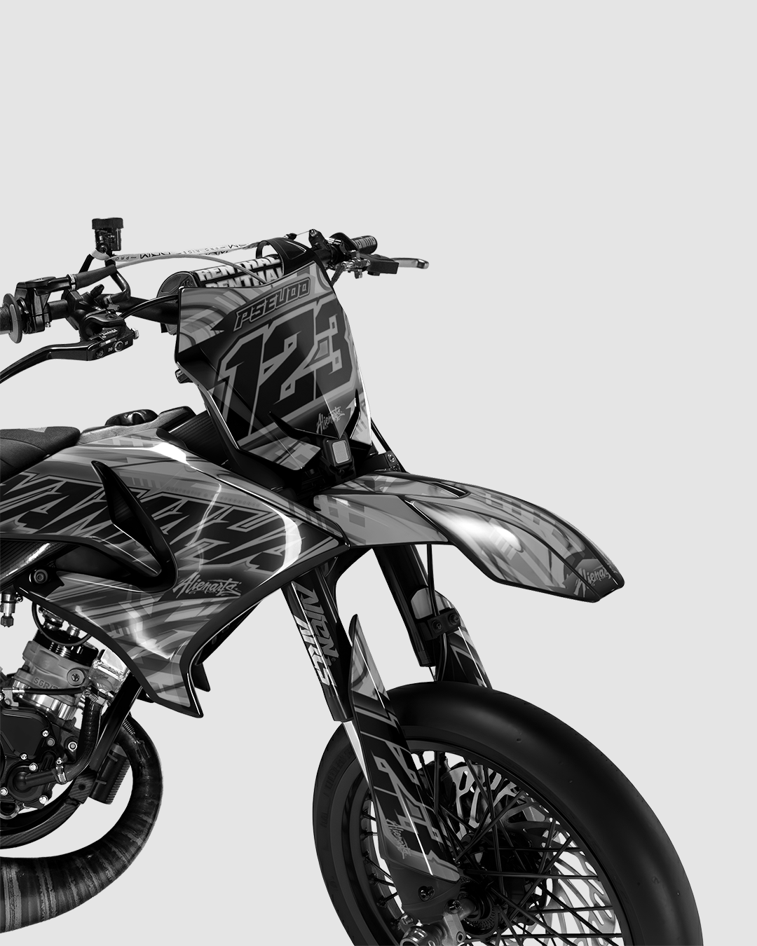 VORTEX - Kit deco YAMAHA DT 50cc - Blanc — vue de face