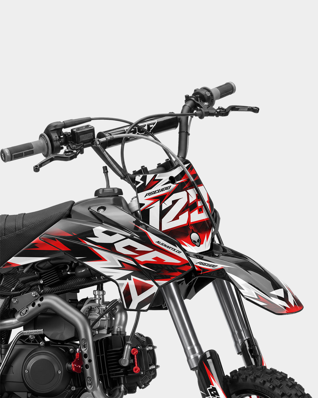 CRYNEX – Teilweise individualisierbares Dirtbike-Dekor-Set – Rot