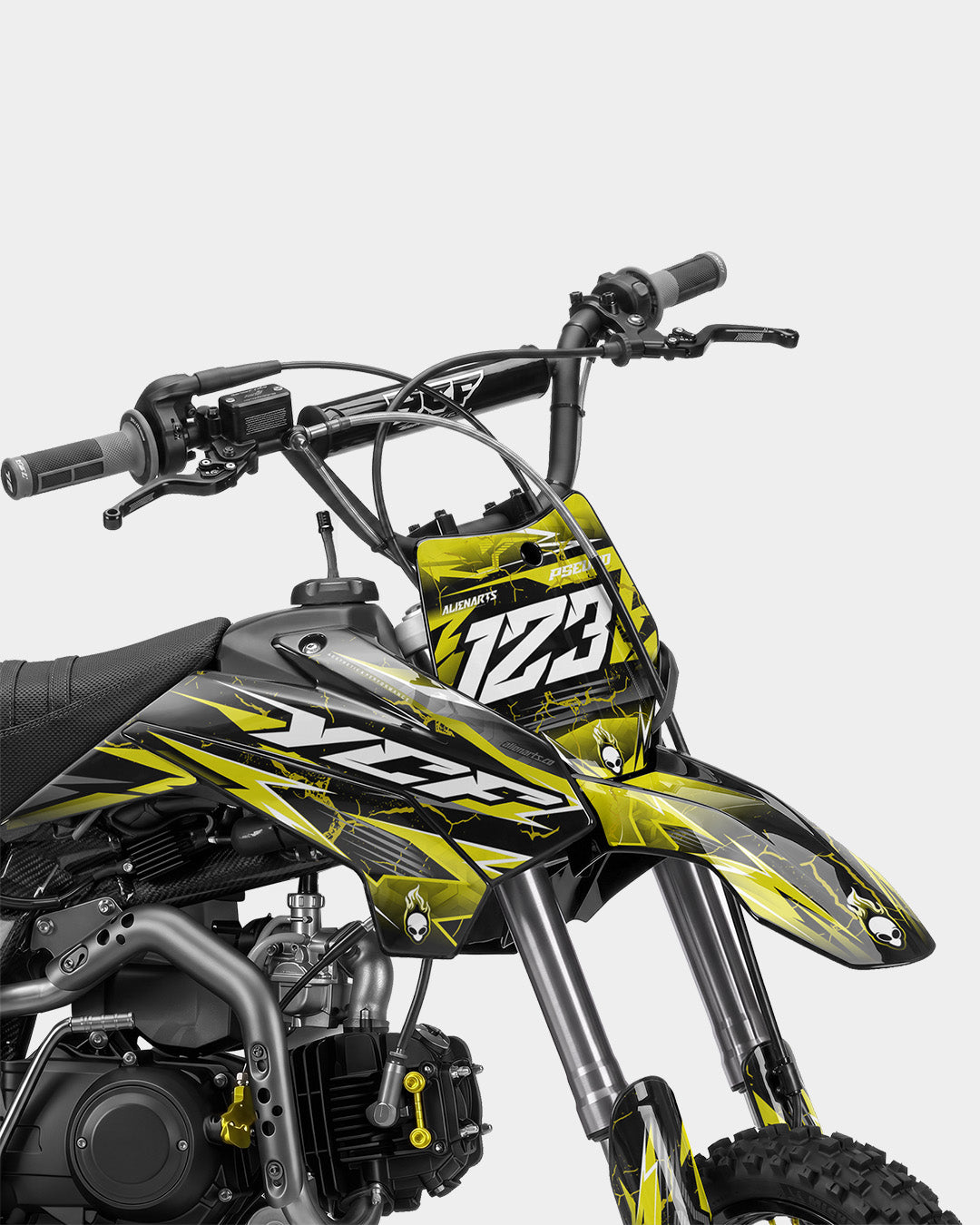 GRUDGE – Teilweise anpassbares Dirtbike-Dekor-Set – Gelb