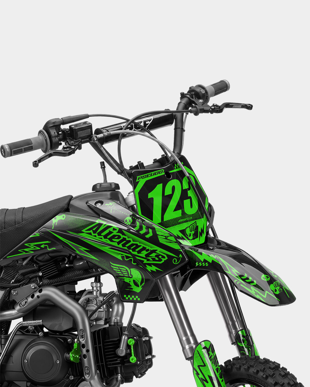 SKIDZO - Kit Déco Dirt Bike Semi-Personnalisable - Vert