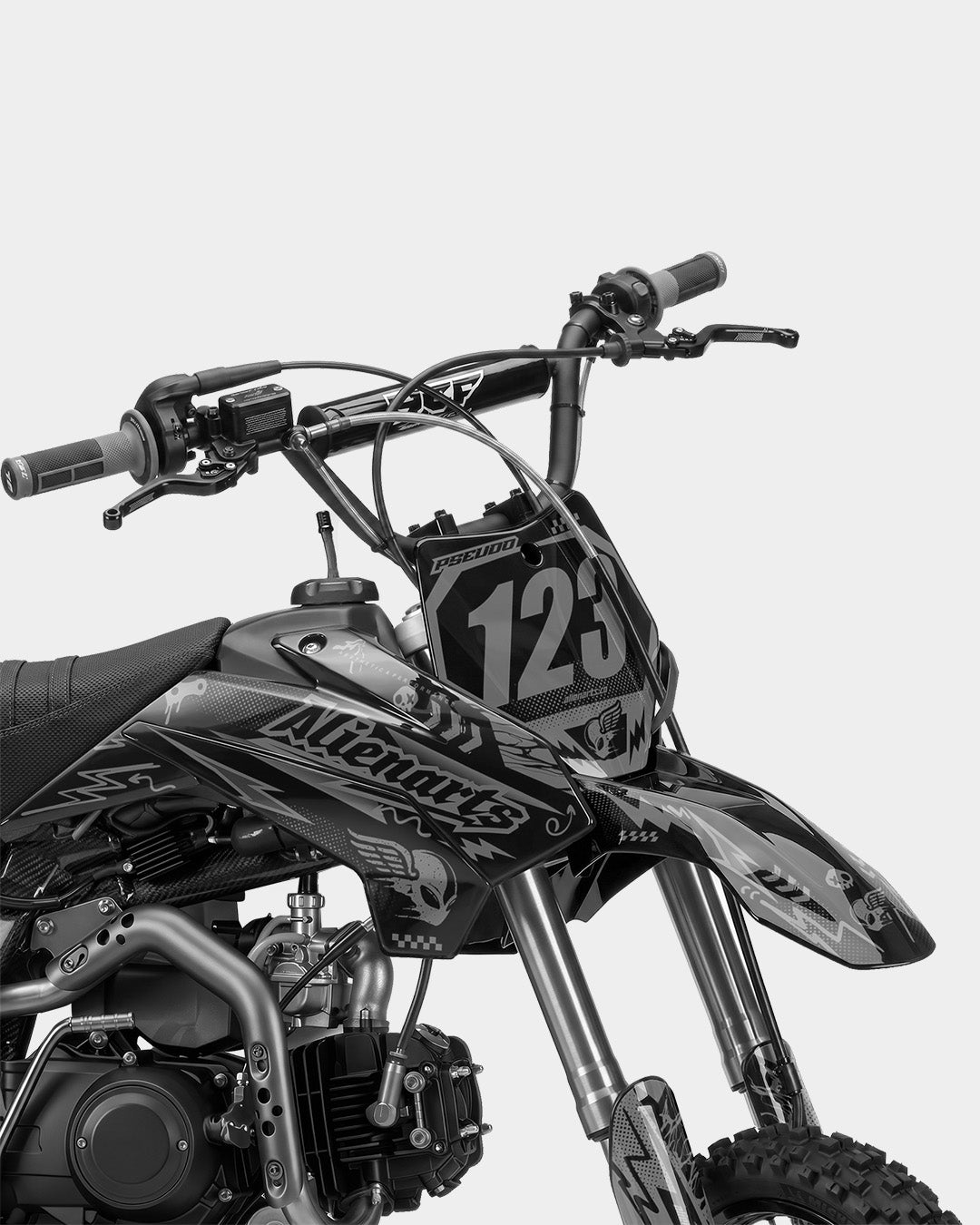 SKIDZO - Kit Déco Dirt Bike Semi-Personnalisable - Gris