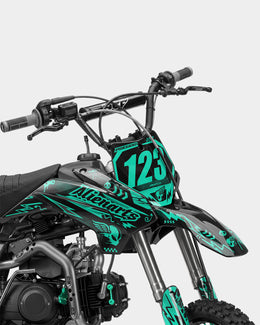 SKIDZO - Kit Déco Dirt Bike Semi-Personnalisable - Turquoise — vue 2