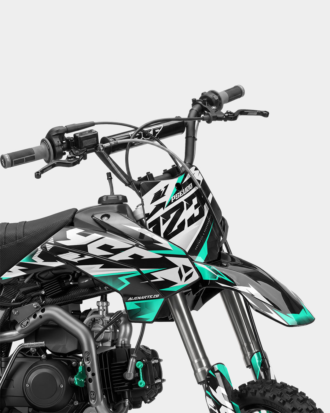 TOHARI - Kit Déco Dirt Bike Semi-Personnalisable - Turquoise