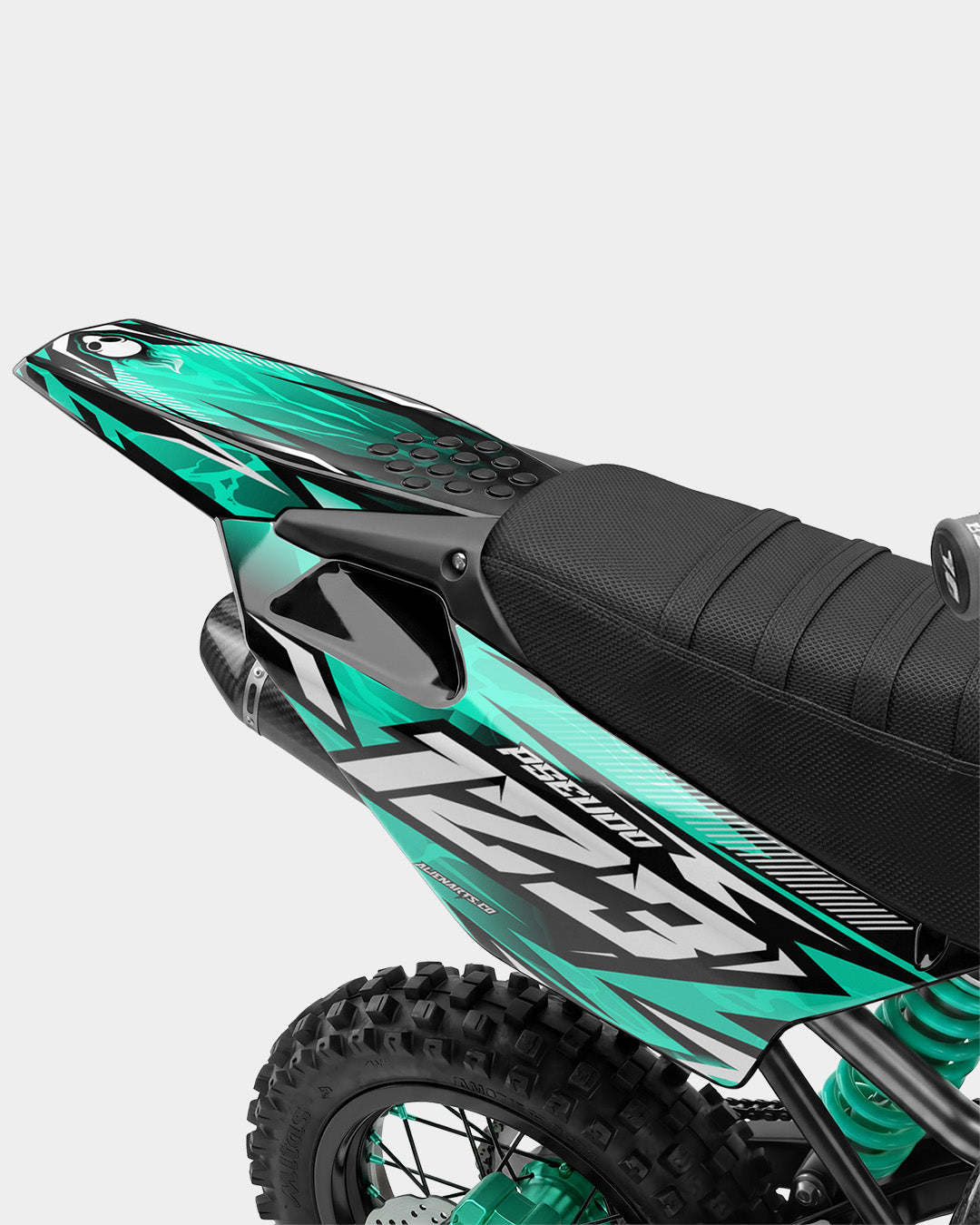 REAPER – Teilweise anpassbares Dirtbike-Dekor-Set – Türkis