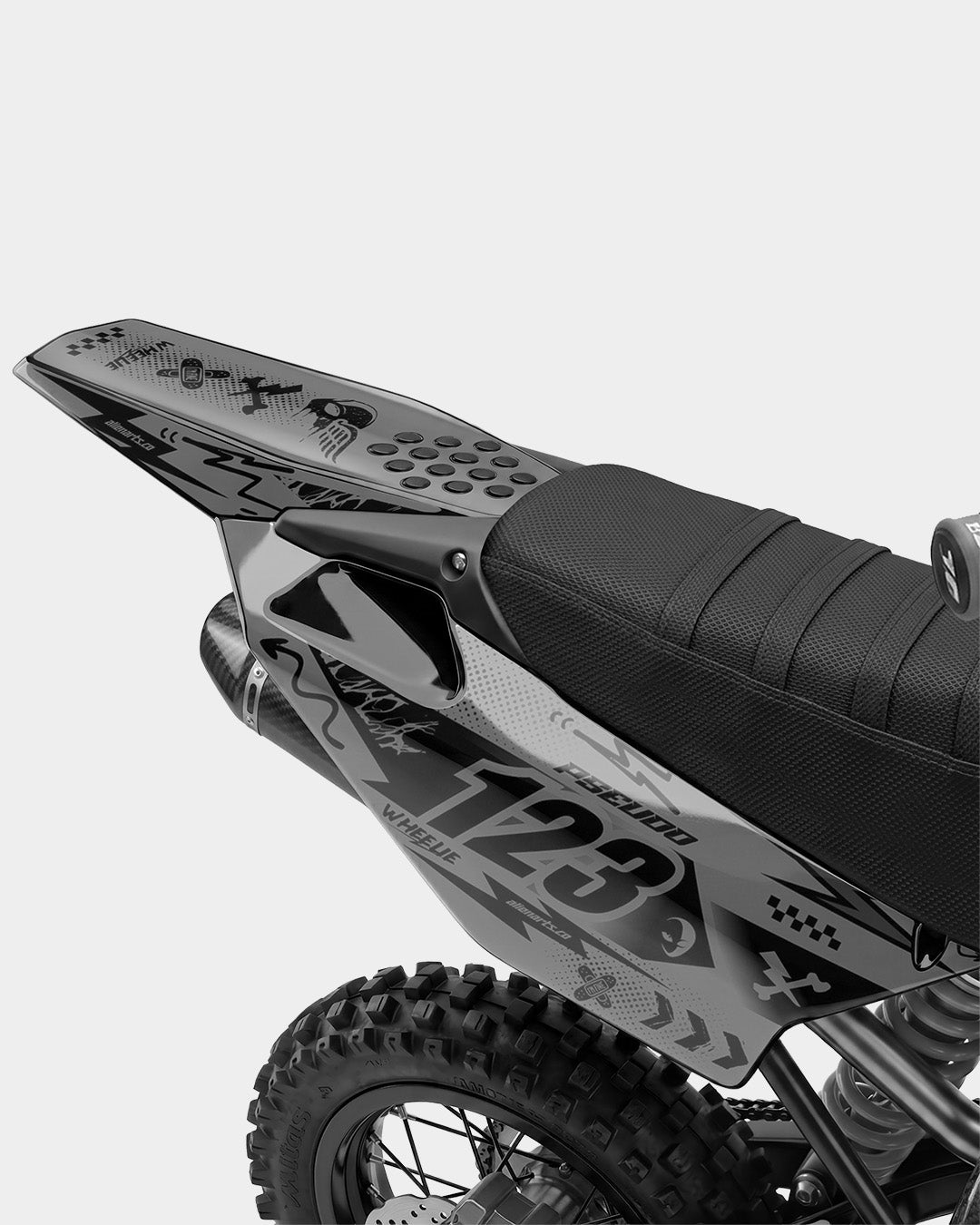 SKIDZO - Kit Déco Dirt Bike Semi-Personnalisable - Gris