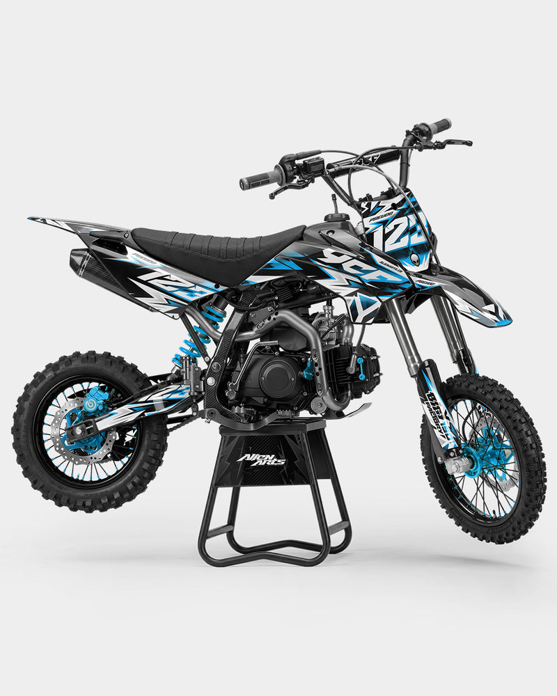 CRYNEX - Kit Déco Dirt Bike Semi-Personnalisable - Bleu