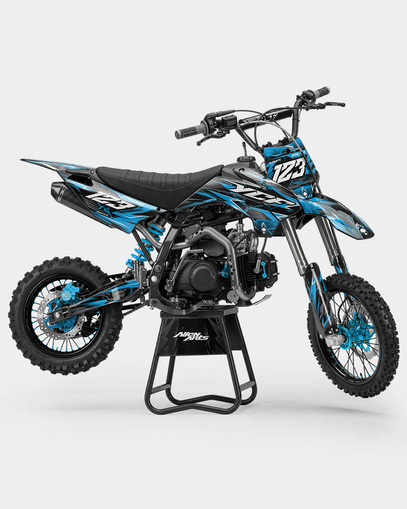 GRUDGE - Kit Déco Dirt Bike Semi-Personnalisable - Bleu