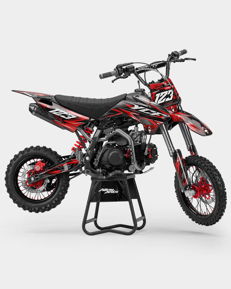 GRUDGE - Kit Déco Dirt Bike Semi-Personnalisable - Rouge