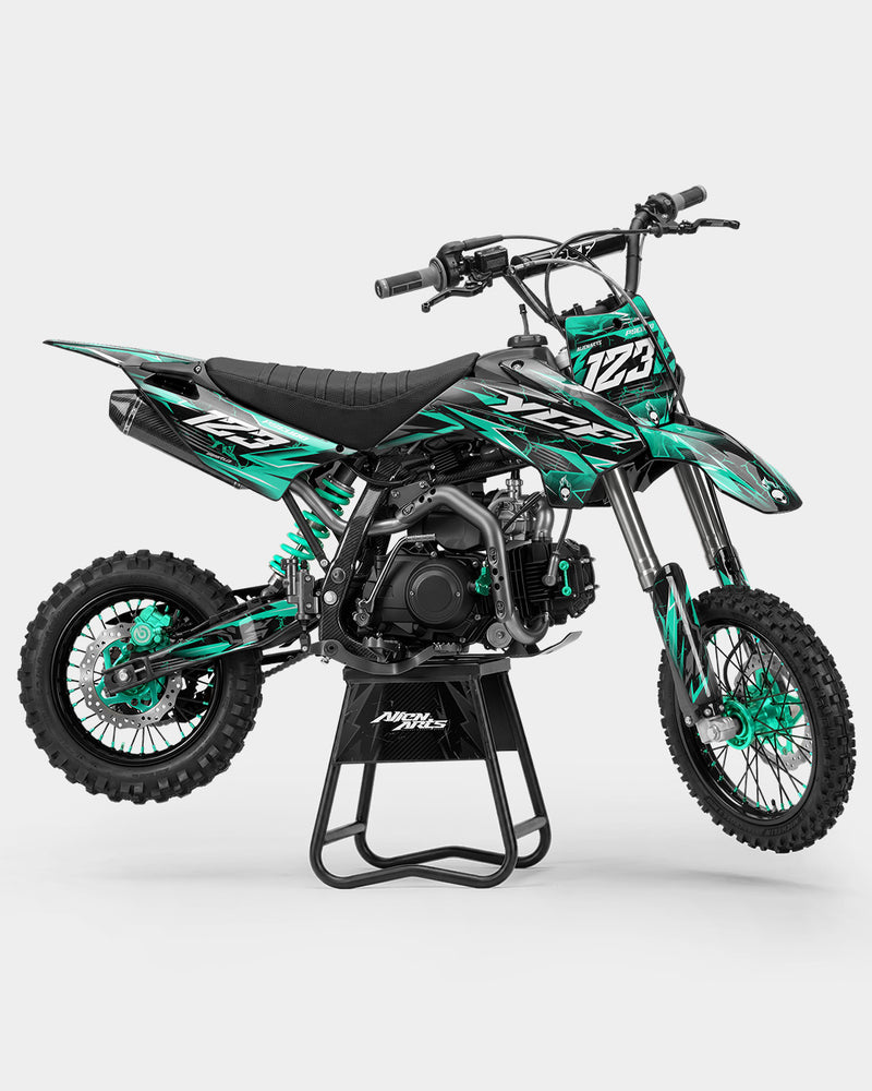 GRUDGE - Kit Déco Dirt Bike Semi-Personnalisable - Turquoise