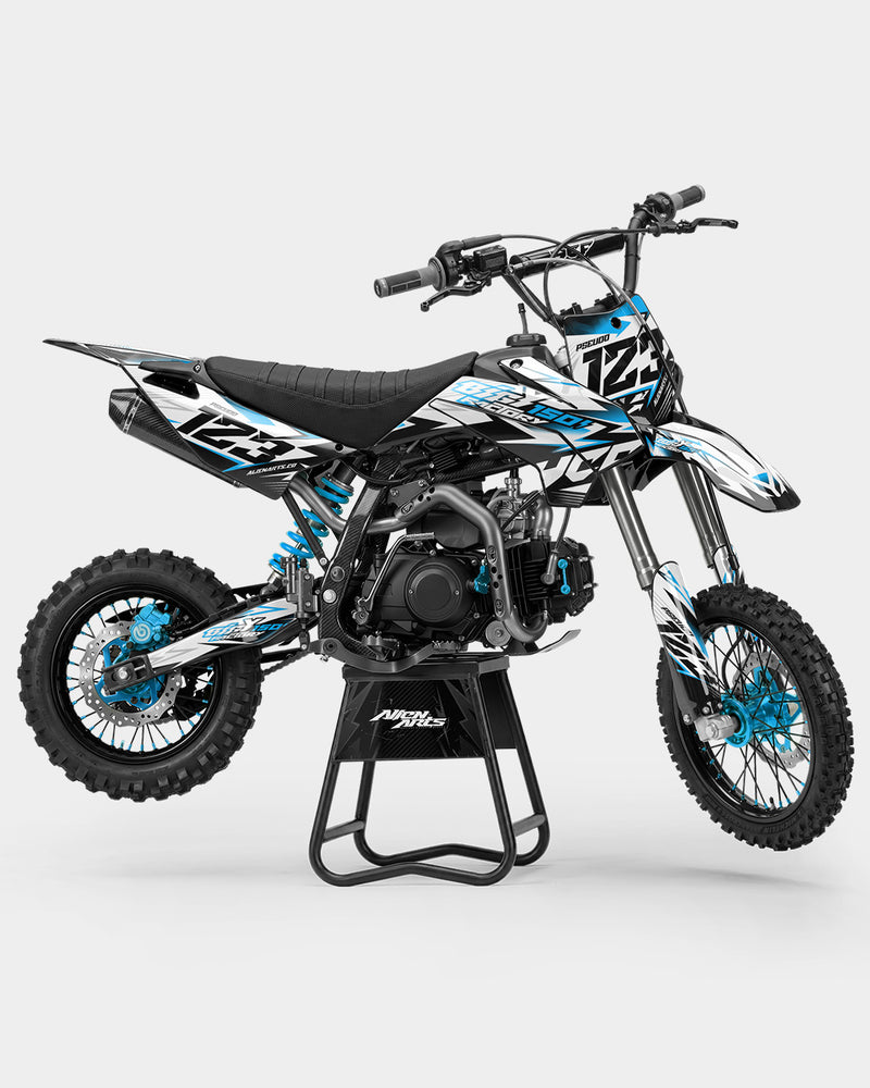 RAMPAGE - Kit Déco Dirt Bike Semi-Personnalisable - Bleu