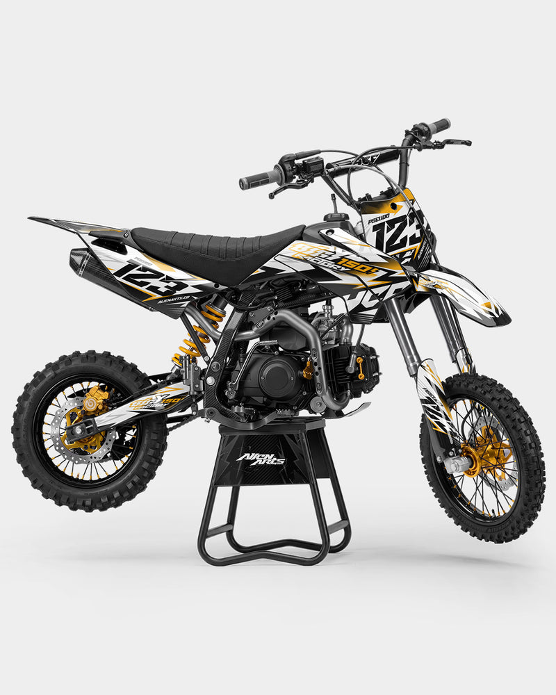 RAMPAGE - Kit Déco Dirt Bike Semi-Personnalisable - Jaune foncé
