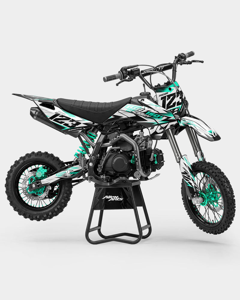 RAMPAGE - Kit Déco Dirt Bike Semi-Personnalisable - Turquoise