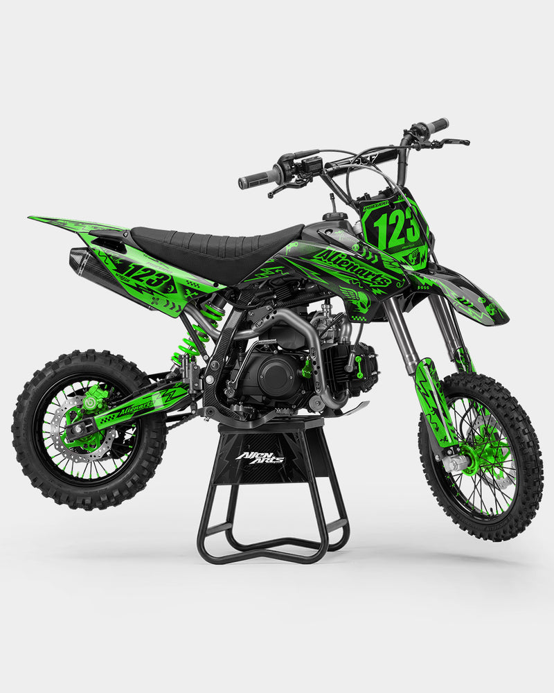 SKIDZO - Kit Déco Dirt Bike Semi-Personnalisable - Vert