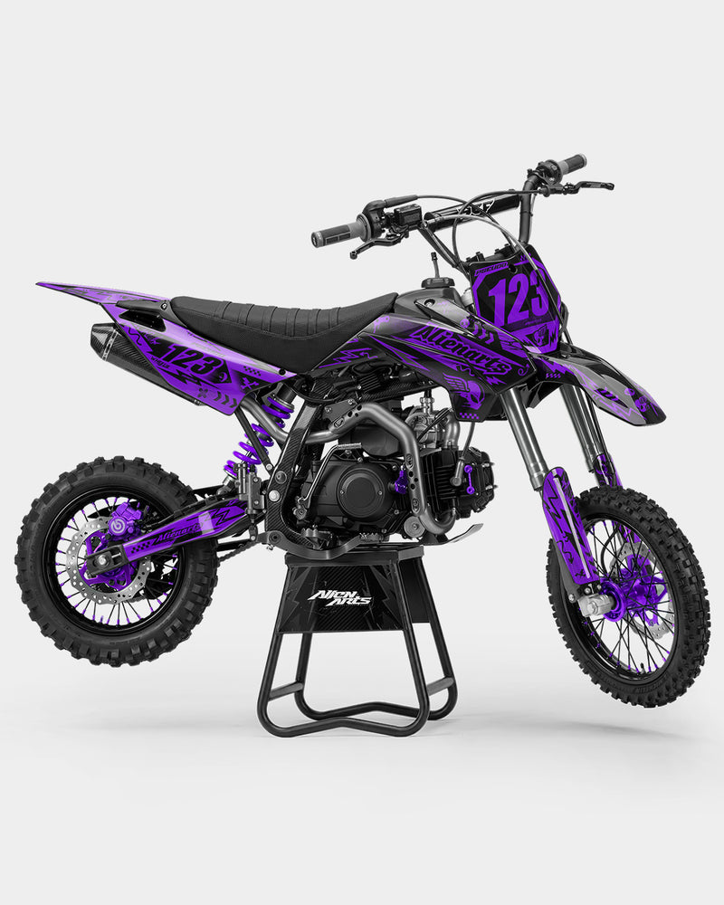 SKIDZO - Kit Déco Dirt Bike Semi-Personnalisable - Violet
