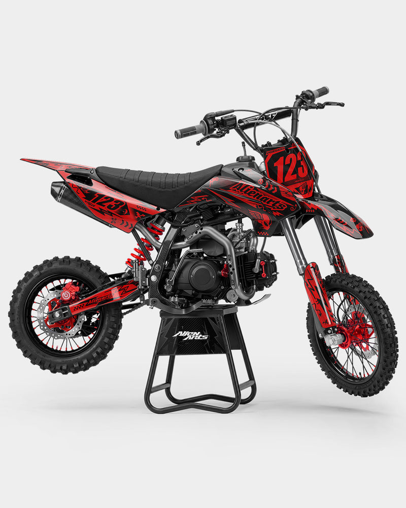 SKIDZO - Kit Déco Dirt Bike Semi-Personnalisable - Rouge